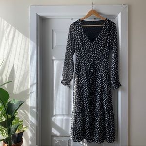 H&M Long Black Floral Button Dress
